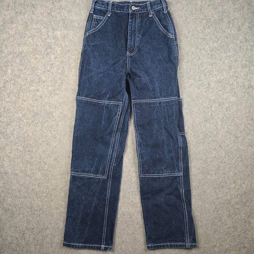 John Galt Jeans Womens Small 24x27 Blue Double Knee Dark Wash Carpenter Outdoors